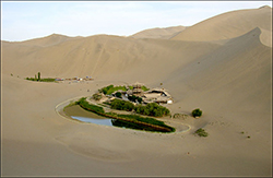  oasis in desert outside Dunhuang

